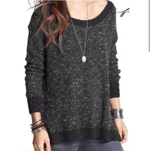 Free People Textured Black Wool Sweater